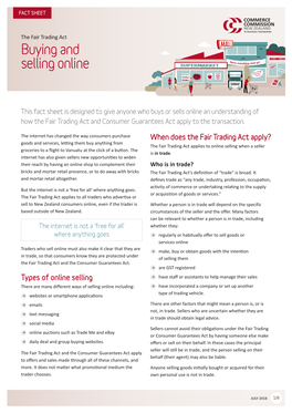 Buying and Selling Online – Fact Sheet – July 2018