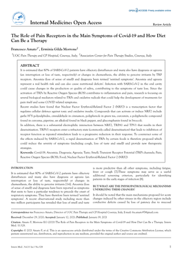 The Role of Pain Receptors in the Main Symptoms of Covid-19 and How Diet Can Be a Therapy