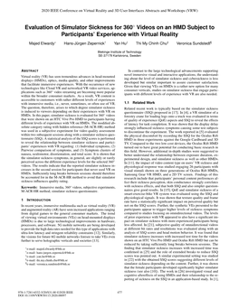 Evaluation of Simulator Sickness for 360° Videos on an HMD Subject To