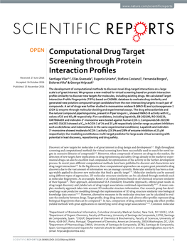 Computational Drug Target Screening Through Protein Interaction Profiles