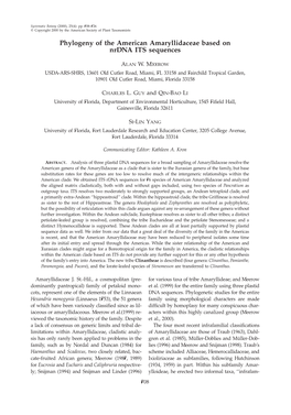 Phylogeny of the American Amaryllidaceae Based on Nrdna ITS Sequences