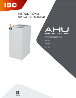 AHU Installation & Operating Instruction Manual