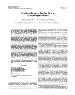 Tetrahydrobiopterin Loading Test in Hyperphenylalaninemia