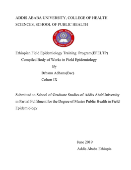 Addis Ababa University, College of Health Sciences, School of Public Health