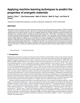 Applying Machine Learning Techniques to Predict the Properties of Energetic Materials