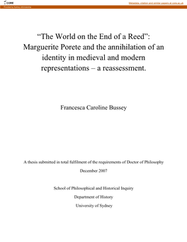 Marguerite Porete and the Annihilation of an Identity in Medieval and Modern Representations – a Reassessment