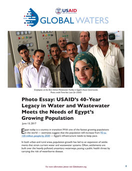 Photo Essay: USAID's 40-Year Legacy in Water and Wastewater Meets the Needs of Egypt's Growing Population