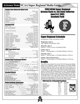 Arizona State NCAA Super Regional Media Guide