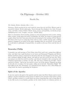 On Pilgrimage - October 1951