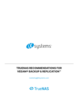 Truenas Recommendations for Veeam® Backup & Replication™