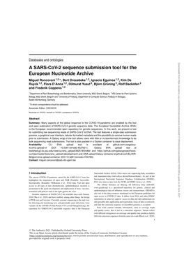 A SARS-Cov-2 Sequence Submission Tool for the European Nucleotide