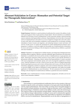 Aberrant Sialylation in Cancer: Biomarker and Potential Target for Therapeutic Intervention?