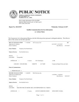 PUBLIC NOTICE FEDERAL COMMUNICATIONS COMMISSION 445 12Th STREET S.W