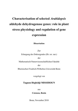 Role in Plant Stress Physiology and Regulation of Gene Expression