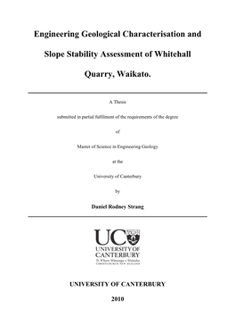 Engineering Geological Characterisation and Slope Stability