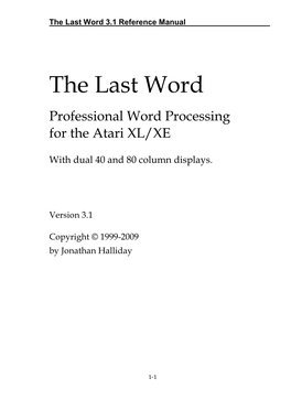 The Last Word 3.1 Reference Manual