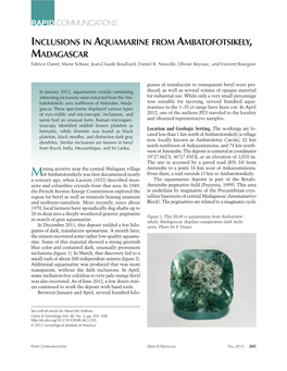 INCLUSIONS in AQUAMARINE from AMBATOFOTSIKELY, MADAGASCAR Fabrice Danet, Marie Schoor, Jean-Claude Boulliard, Daniel R