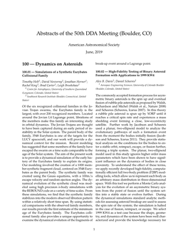 Abstracts of the 50Th DDA Meeting (Boulder, CO)