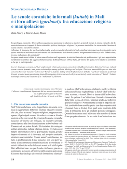 Le Scuole Coraniche Informali (Kuttab) in Mali E I Loro Allievi (Garibout): Fra