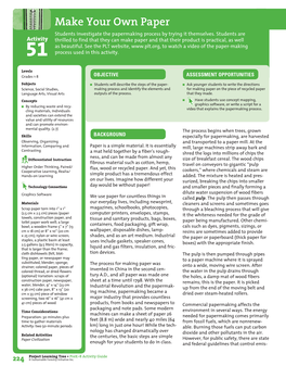 Make Your Own Paper Students Investigate the Papermaking Process by Trying It Themselves