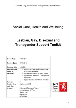 Lesbian, Gay, Bisexual and Transgender Support Toolkit