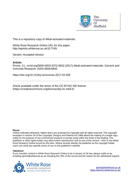 Alkali-Activated Materials