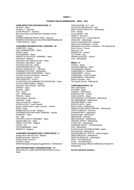 Annex 1 Current Encod Membership – April 2014