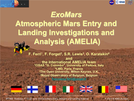 Exomars Atmospheric Mars Entry and Landing Investigations and Analysis (AMELIA)