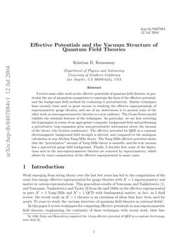 Effective Potentials and the Vacuum Structure of Quantum Field Theories