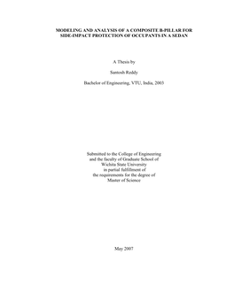 Modeling and Analysis of a Composite B-Pillar for Side-Impact Protection of Occupants in a Sedan