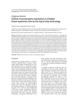 Original Article Colonic Mucosal Gene Expression in Irritable Bowel Syndrome Rats by the Liquid Chip Technology