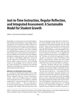 Just-In-Time Instruction, Regular Reflection, and Integrated Assessment: a Sustainable Model for Student Growth