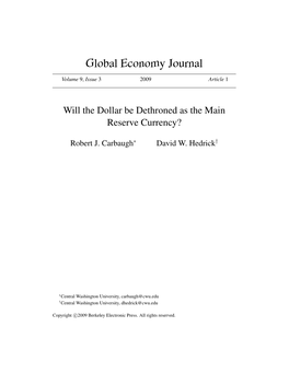 Robert Carbaugh and David Hedrick, Will the Dollar Be Dethroned As the Main Reserve Currency?