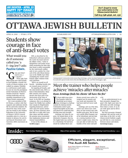 Ottawa Jewish Bulletin! IT’S ALWAYS TIME to PLANT JNFOTTAWA.CA OTTAWA@JNF.CA 613.798.2411 Call 613-798-4696, Ext