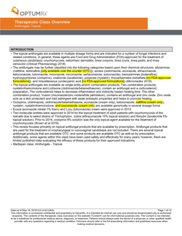 Therapeutic Class Overview Antifungals, Topical