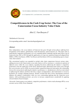 The Case of the Cameroonian Cocoa Industry Value Chain