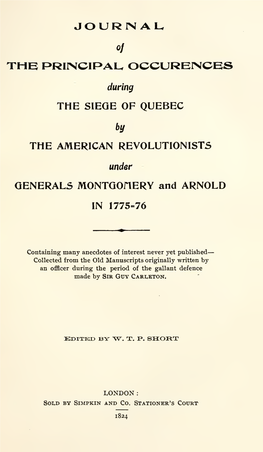 Blockade of Quebec in 1775-1776 by the American Revolutionists