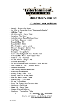 String Theory Song List