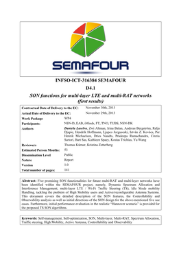SON Functions for Multi-Layer LTE and Multi-RAT Networks