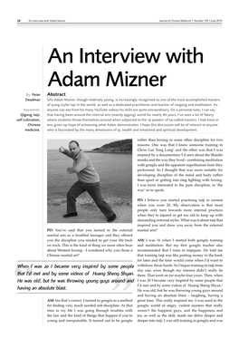 An Interview with Adam Mizner Journal of Chinese Medicine • Number 120 •June 2019