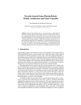 Towards General Game-Playing Robots: Models, Architecture and Game Controller