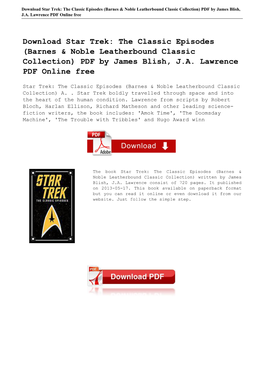 The Classic Episodes (Barnes & Noble Leatherbound Classic Collection) PDF by James Blish, J.A