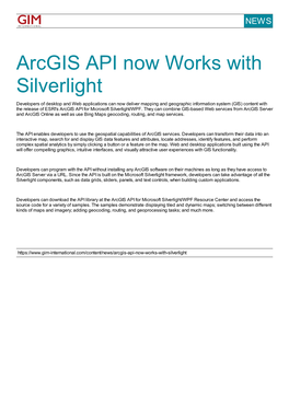 Arcgis API Now Works with Silverlight