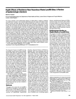 Health Effects of Residence Near Hazardous Waste Landfill Sites: a Review of Epidemiologic Literature