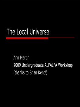 Overview of the Local Universe (Pdf)