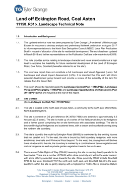 Land Off Eckington Road, Coal Aston 11158 R01b Landscape Technical Note