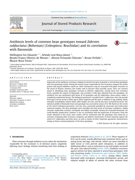 Antibiosis Levels of Common Bean Genotypes Toward Zabrotes Subfasciatus (Boheman) (Coleoptera: Bruchidae) and Its Correlation with ﬂavonoids