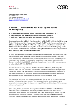 Special DTM Weekend for Audi Sport at the Nürburgring