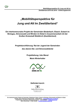 „Mobilitätsperspektive Für Jung Und Alt Im Zweitälerland“