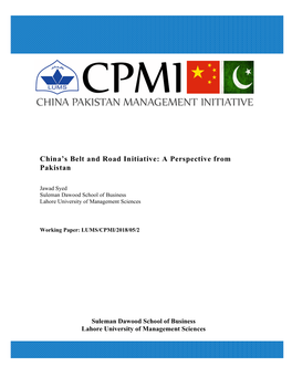 China's Belt and Road Initiative: a Perspective from Pakistan